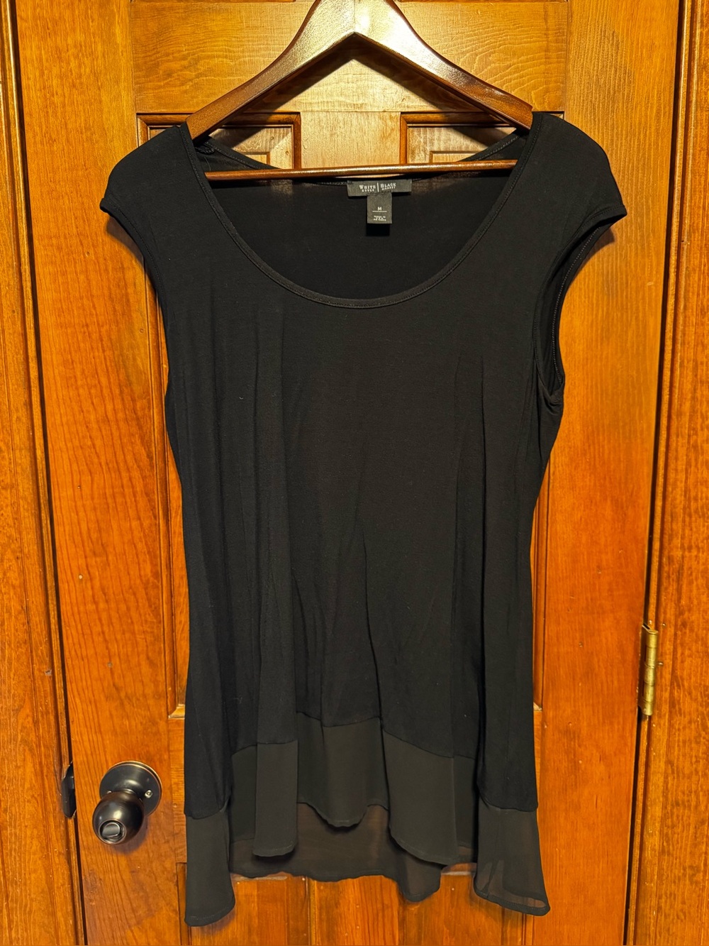 White House Black Market Black Layered Hem Top | Medium